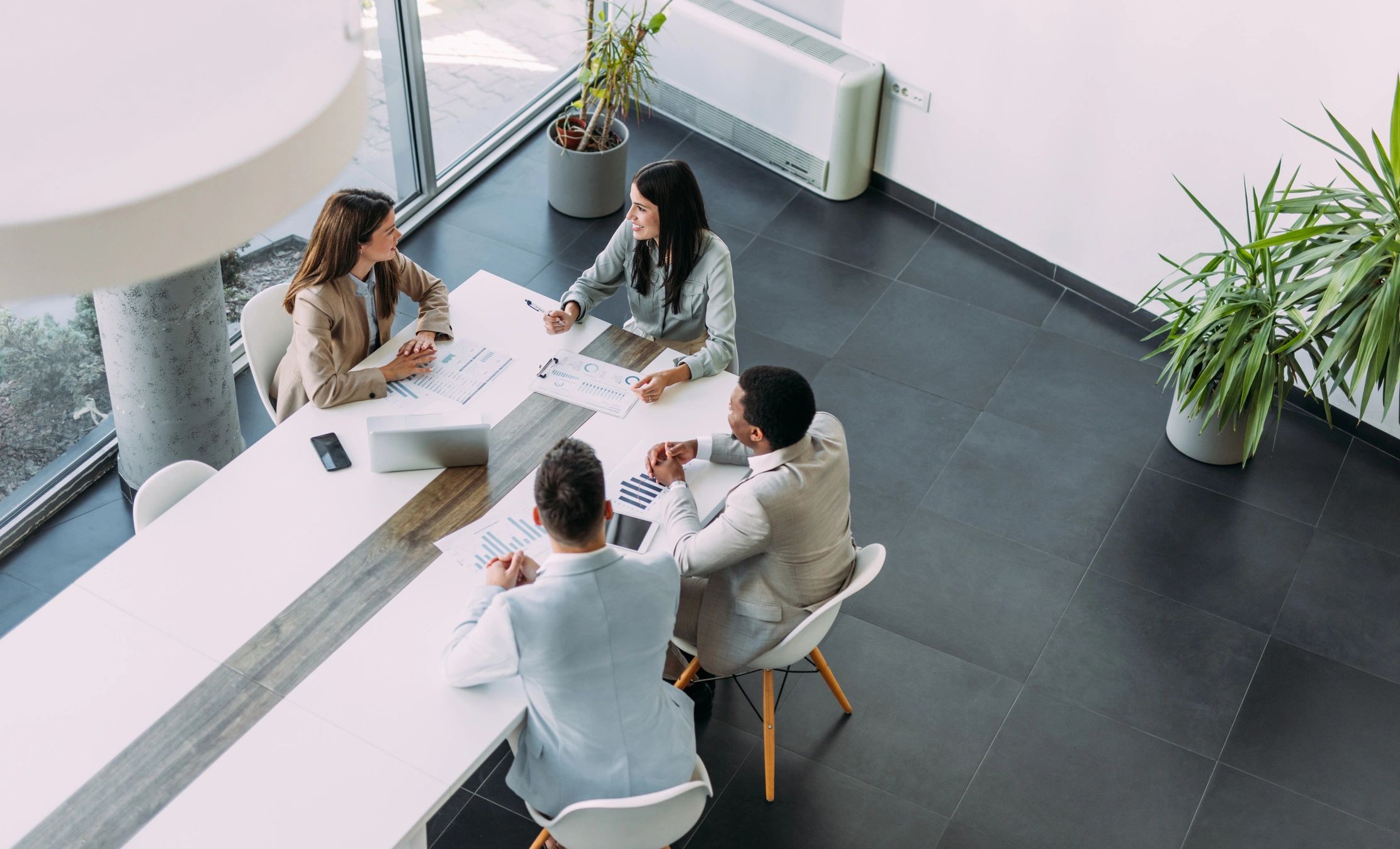 Executive team in a boardroom meeting